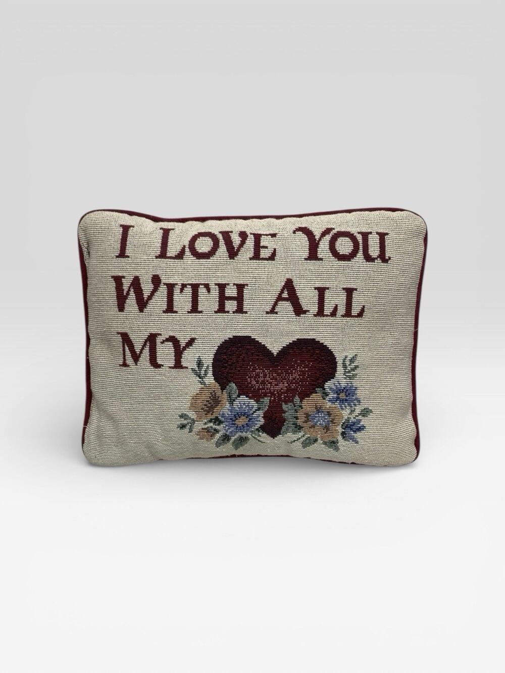 Tapestry Throw Pillow Love You w/ All My Heart Farmhouse Country Decor Accent